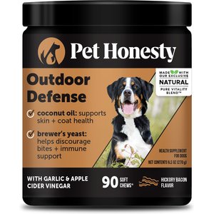 Pet Honesty Outdoor Defense Bacon Soft Chew Flea & Tick Repellent Supplement for Dogs, 90 count