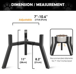 ADENGL Adjustable Metal Raised Dog Bowl Stand, Black, Medium slide 2 of 6