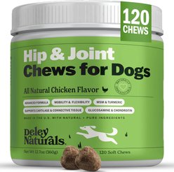Deley Naturals Advanced Hip & Joint Chicken Flavor Dog Supplement, 120 Count
