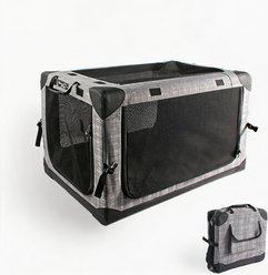 allforpaws Easy-go Travel Soft-Sided Dog Crate, Grey, Large