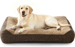 Invenho Rabbit Fur Quilted Orthopedic High-Sided Bolster Sofa Dog Bed, Brown, X-Large: 42 x 30 x 9.5-in
