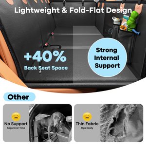 Petdiary Reinforced Hard Bottom Dog Car Back Seat Cover Extender & Hammock, Black, Large