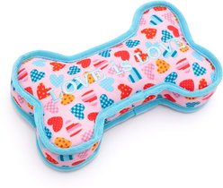 The Worthy Dog Love is Love Bone Squeaky Plush Dog Toy, Pink, Small slide 2 of 3