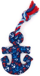 The Worthy Dog Anchors Away Squeaky Plush Dog Toy, Navy, One Size