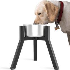 ADENGL Adjustable Metal Raised Dog Bowl Stand, Black, Medium