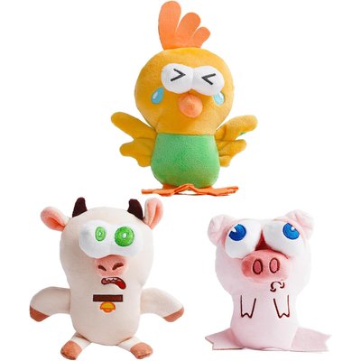 Nocciola Nocciola Googly-Eyed Farm Animal Durable Tough Squeaky Dog Plush Toys, Multicolor, 3 count