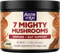 Austin and Kat 7 Mighty Mushroom Medley with Turkey Tail Dog & Cat Supplement, 2.12-oz jar