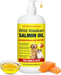 ColEaze Pure Wild Alaskan Salmon Oil Skin & Coat Supplment for Dogs & Cats, 32-fl oz bottle slide 1 of 7