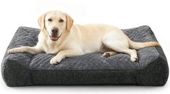 Invenho Rabbit Fur Quilted Orthopedic High-Sided Bolster Sofa Dog Bed, Grey, X-Large: 42 x 30 x 9.5-in