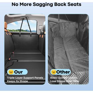 Petdiary Reinforced Hard Bottom Dog Car Back Seat Cover Extender & Hammock, Black, Large