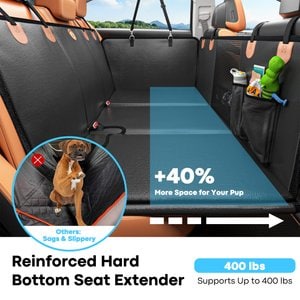 Petdiary Reinforced Hard Bottom Dog Car Back Seat Cover Extender & Hammock, Black, Large