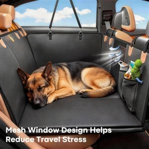 Petdiary Reinforced Hard Bottom Dog Car Back Seat Cover Extender & Hammock, Black, Large