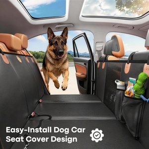 Petdiary Reinforced Hard Bottom Dog Car Back Seat Cover Extender & Hammock, Black, Large