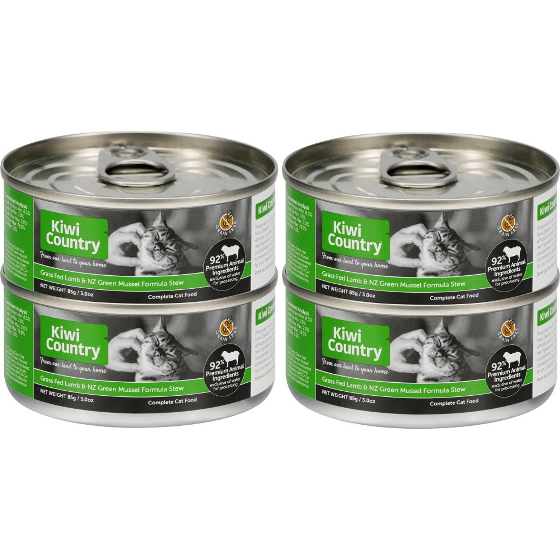 Kiwi Country Lamb & NZ Green Mussel Wet Cat Food, 3-oz can, case of 4