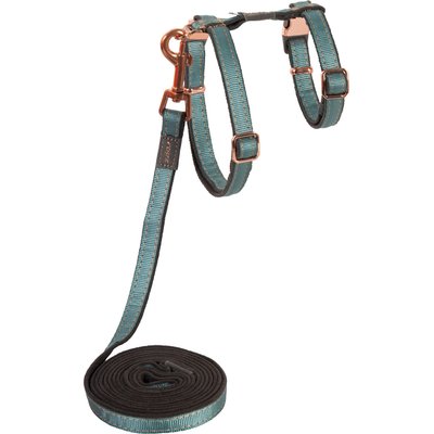 Rogz Rogz Urbancat Control Cat Harness & Lead, Small: 6-ft long, 3/8-in wide, Turquoise Moon
