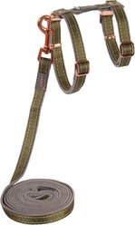 Rogz Urbancat Control Cat Harness & Lead, Small: 6-ft long, 3/8-in wide, Olive Twist