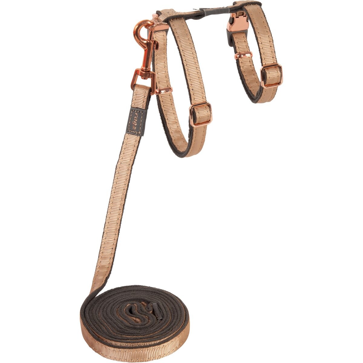 Rogz Urbancat Control Cat Harness & Lead, Small: 6-ft long, 3/8-in wide, Gold Rush