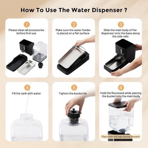 ZOMISIA Automatic 100% BPA Free Dog Water Dispenser with Stainless Steel Bowl, Black, 8-l