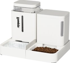 ZOMISIA Gravity Cat Feeder & Water Dispenser, White, 0.8-gal, 2 count