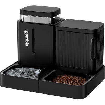 ZOMISIA ZOMISIA Gravity Cat Feeder & Water Dispenser, Black, 0.8-gal, 2 count