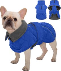 Kuoser Extra Warm Windproof Adjustable Reflective Plaid Personalized Dog Coat, Blue, Small slide 1 of 9