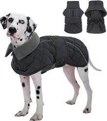 Kuoser Extra Warm Windproof Adjustable Reflective Plaid Personalized Dog Coat, Grey, XXX-Large