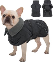 Kuoser Extra Warm Windproof Adjustable Reflective Plaid Personalized Dog Coat, Grey, Small