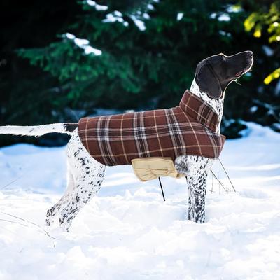 Show full view: Kuoser Warm Waterproof Adjustable Reversible Plaid Personalized Dog Coat, Brown, X-Small slide 6 of 8