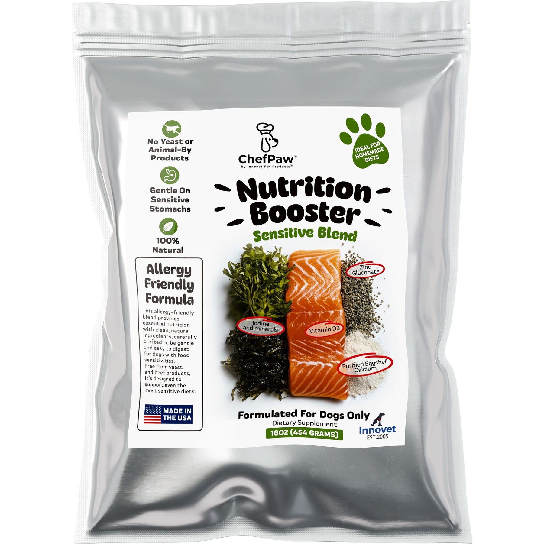 ChefPaw Nutrition Booster Sensitive Blend Powder Supplement for Dogs, 16-oz