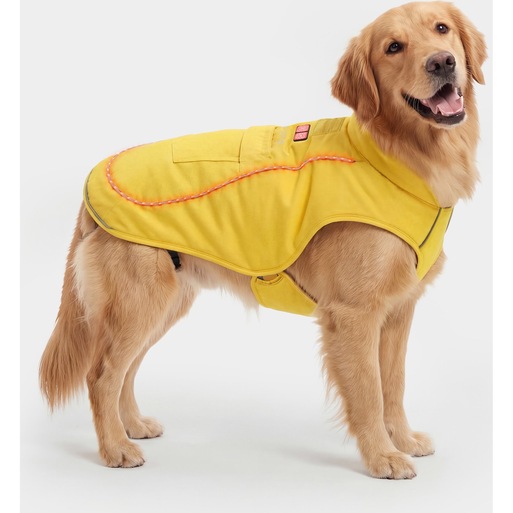 ororo Koldpwoof 4-Zone Heated LED Light Dog Vest, Yellow, X-Small