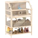 PawHut 3-Tier Wooden Hamster Cage with Detachable Lower Floor, Natural Wood, 31.5 x 20.9 x 46.1-in