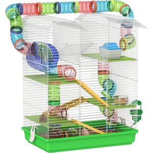 PawHut 5-Tier Metal Hamster Cage, Green, 18.5 x 11.75 x 23.25-in