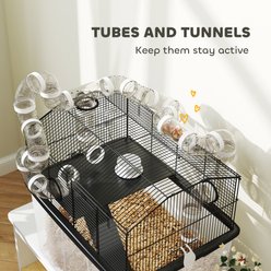 PawHut 2-Tier Meal Hamster Cage, Black, 22.8 x 16.9 x 22.4-in slide 2 of 9