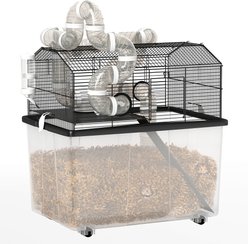 PawHut 2-Tier Meal Hamster Cage, Black, 22.8 x 16.9 x 22.4-in