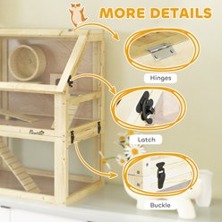 PawHut 3-Tier Wooden Hamster Cage with Detachable 12.6-in Deep Bottom, Natural Wood, 23.6 x 15.7 x 29.5-in slide 2 of 9