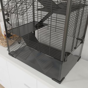PawHut 4-Tier Metal Hamster Cage, Black, 24 x 16 x 31.5-in