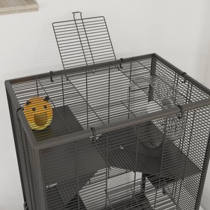 PawHut 4-Tier Metal Hamster Cage, Black, 24 x 16 x 31.5-in