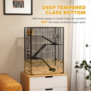 PawHut 4-Tier Metal Hamster Cage, Black, 24 x 16 x 31.5-in