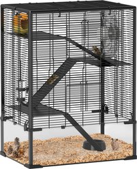 PawHut 4-Tier Metal Hamster Cage, Black, 24 x 16 x 31.5-in