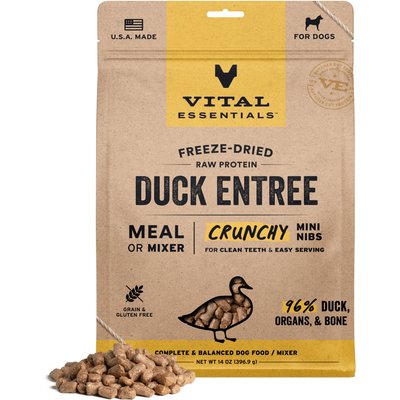 Vital Essentials Vital Essentials Crunchy Mini Nibs Raw Duck Entree Freeze-Dried Dog Food & Topper, 14-oz bag