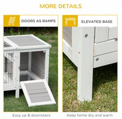 PawHut Indoor Rabbit Hutch with Pull-Out Tray, White slide 2 of 9
