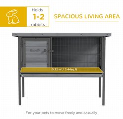 PawHut Elevated Metal Frame Indoor/Outdoor Rabbit Hutch, Gray slide 2 of 9