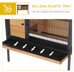 PawHut Elevated Metal Frame Indoor/Outdoor Rabbit Hutch, Natural Wood, Black slide 2 of 9