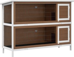PawHut 54-in 2-Story Indoor/Outdoor Rabbit Hutch, Coffee Brown
