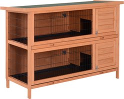PawHut 54-in 2-Story Wooden Rabbit Hutch, Orange