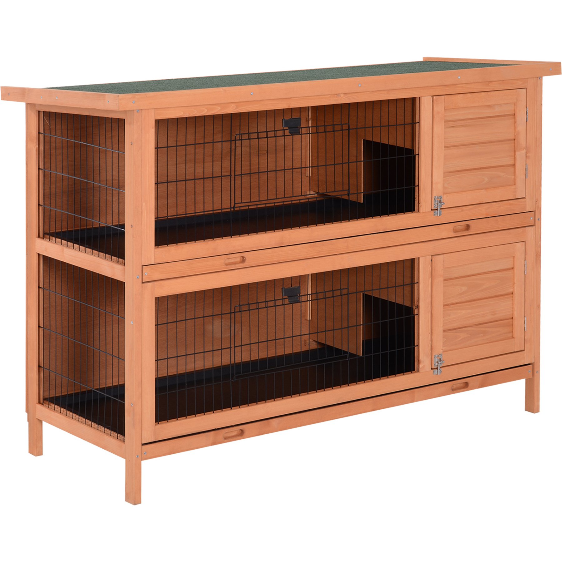 PawHut 54-in 2-Story Wooden Rabbit Hutch, Orange