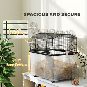 PawHut 2-Tier Meal Hamster Cage, Black, 22.8 x 16.9 x 22.4-in