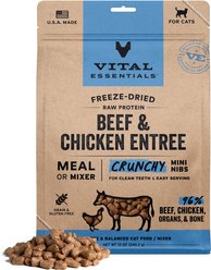Vital Essentials Crunchy Mini Nibs Raw Beef & Chicken Entree Freeze-Dried Cat Food, 12-oz bag