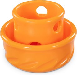 Totally Pooched Puzzle'n Play Mushroom for Slow & Raw Feeding Treat-Dispenser Dog Toy, Orange, Small: 3 x 2.5-in