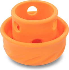 Totally Pooched Puzzle'n Play Mushroom for Slow & Raw Feeding Treat-Dispenser Dog Toy, Orange, Large: 4 x 3.5-in